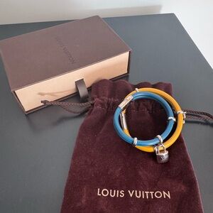 Louis Vuitton Blue and Yellow Lockit Leather Bracelets